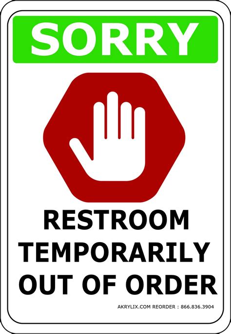 Vinyl Pvc Sign Sorry Restroom Temporarily Out Of Order