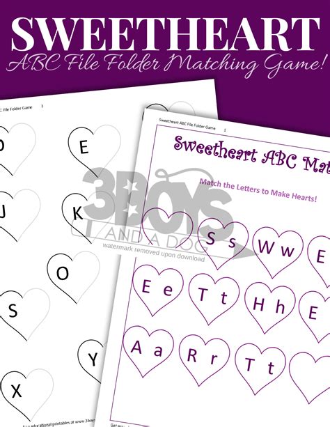 Sweetheart Abc Letter Matching File Folder Game