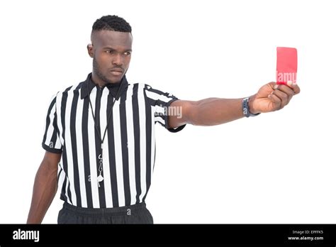 Serious Referee Showing Red Card Stock Photo Alamy