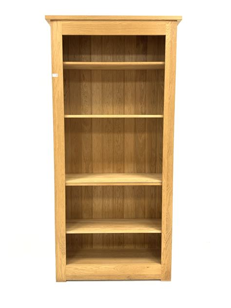 Ds Contemporary Solid Oak Open Bookcase With Five Adjustable Shelves