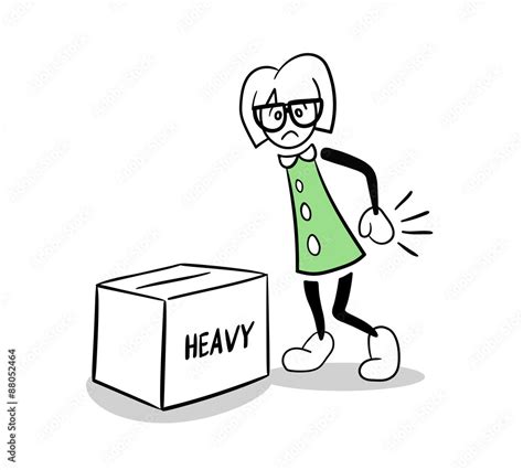 Cute Cartoon Lifting Heavy Box Stock Vector Adobe Stock