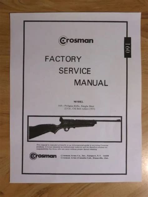 Crosman 160 Factory Service Manual Exploded View And Parts List 999