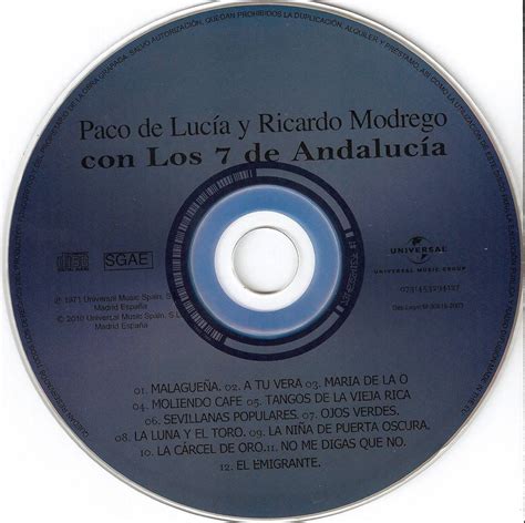 Paco De Lucia And Ricardo Modrego 12 Exitos Para 2 Guitarras Flamencas 1965 {2010 Nueva