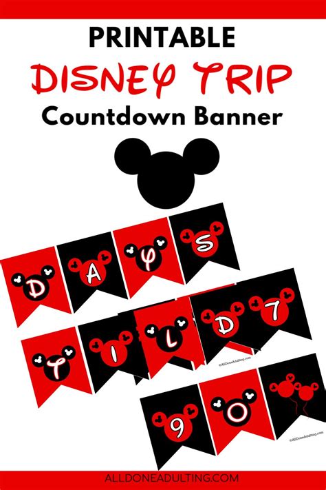 Printable Disney Trip Countdown Banner Trip Countdown Disney