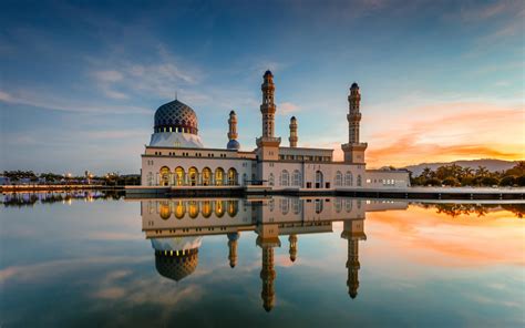 kota kinabalu city mosque hd wallpapers background images