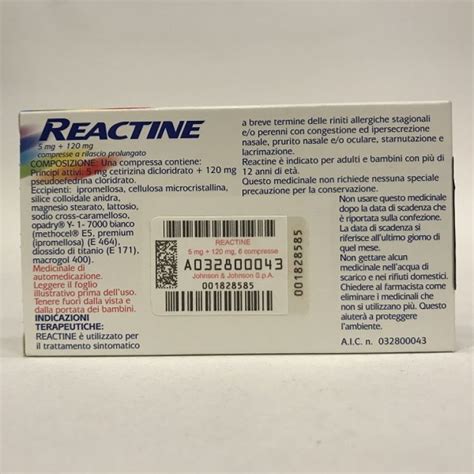 Reactine 6 Compresse Rilascio prolungato 5mg+120mg