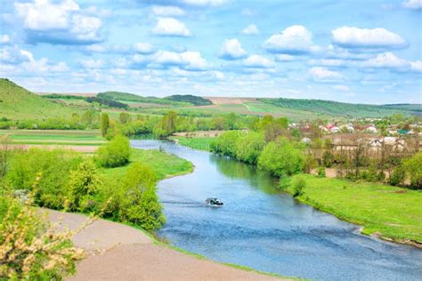 Rural View To River Banks Stock Photo Image Of Fresh 87665694