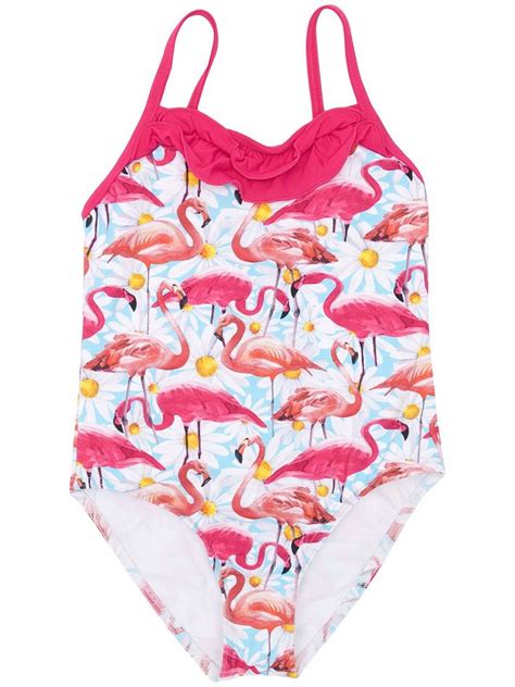 Elizabeth Hurley Beach Kids Flamingo Print Swimsuit In Pink Modesens