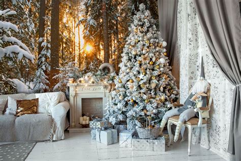 Snowy Christmas Living Room For An All Out Christmas Background Wall