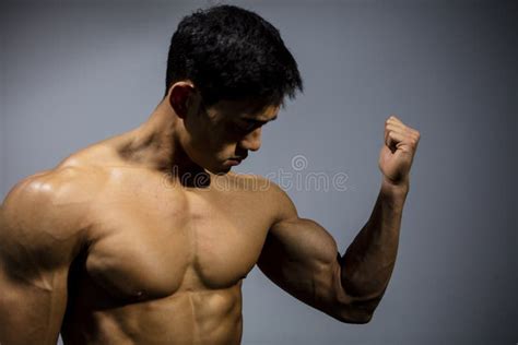 Fitness Model Flexing Bicep Muscle Stock Image Image Of Physique