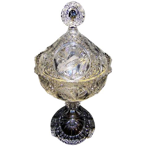 Vintage Hofbauer Byrdes Collection clear crystal covered candy dish