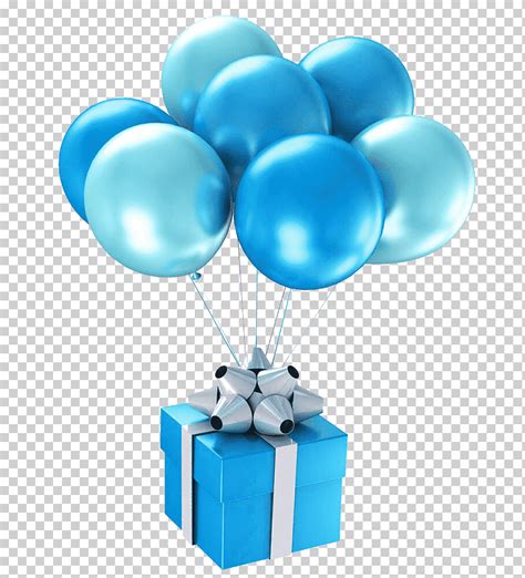 Caja De Regalo Azul Y Gris Globo Azul Feliz Cumplea Os Regalo Globo De Regalo Azul Flotante