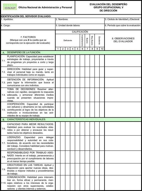 Formularios De Evaluacion Del Desempeno Evaluación De Desempeño