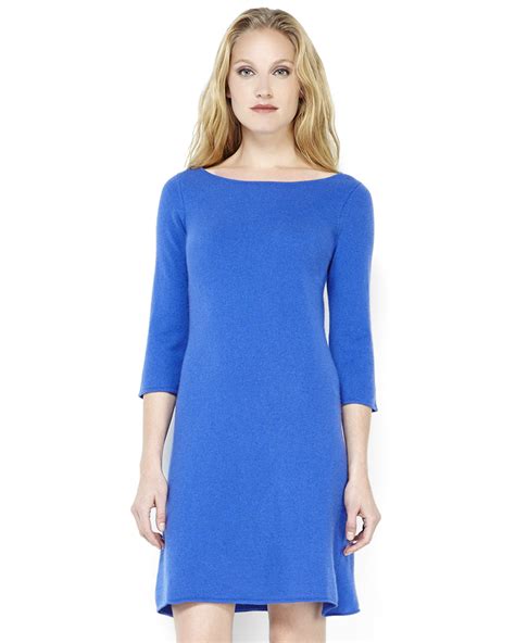Sofia Cashmere Blue Boatneck Cashmere Sweater Dress Lyst