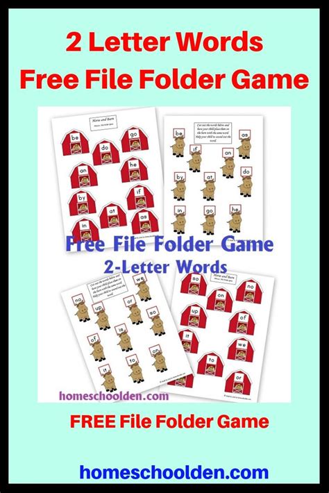 2 Letter Words Free File Folder Game 2 Letter Words
