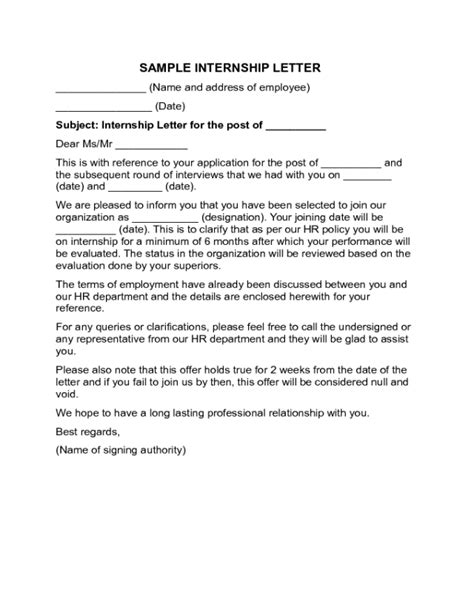 2024 Internship Letter Templates Fillable Printable Pdf And Forms