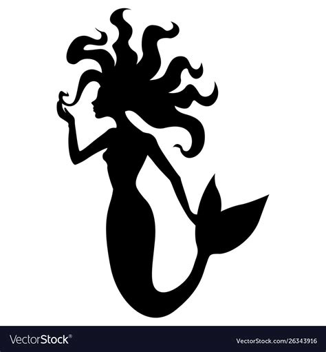 Silhouette A Beautiful Mermaid Royalty Free Vector Image
