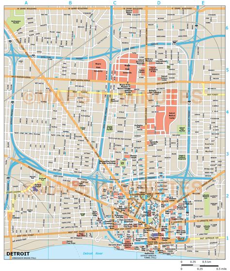 Royalty Free Detroit Illustrator Vector Format City Map
