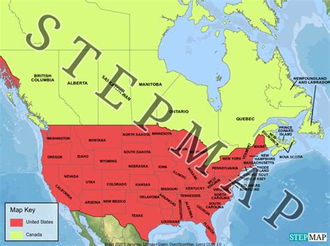 Stepmap Map 1 Us And Canada Landkarte Für Usa