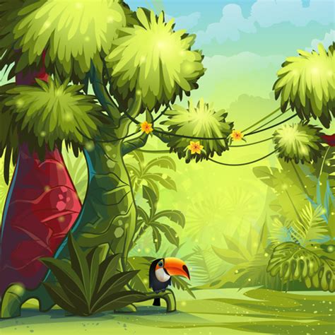 Cartoon nature scenery with animal vectors 05 free download