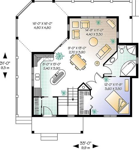 One Bedroom Bungalow House Plan