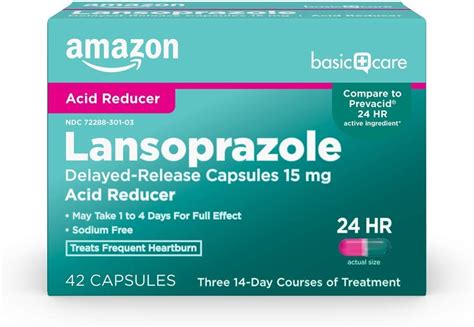 Amazon Basic Care Lansoprazole Delayed Release Capsules 15