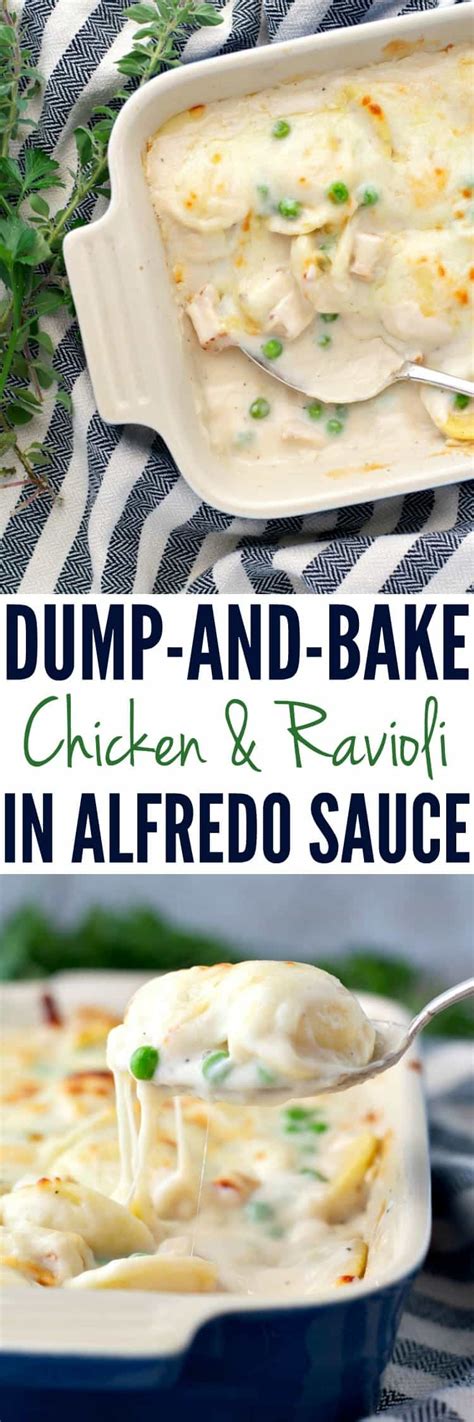 Dump And Bake Chicken And Ravioli In Alfredo Sauce The Seasoned Mom