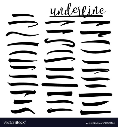 Set Of Underlines Lettering Lines Royalty Free Vector Image