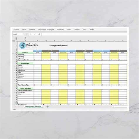 Planilla De Presupuesto Mensual Hola Fortuna