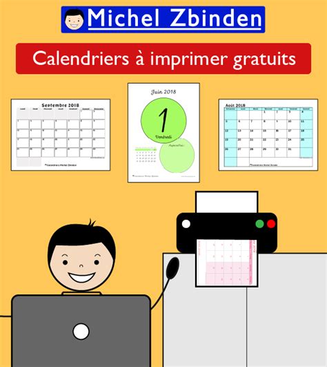 Michel Zbinden site web de calendriers à imprimer gratuits