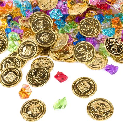 Buy Pirate Plastic Gold Colored Coins Buried Treasure And Pirate Gems
