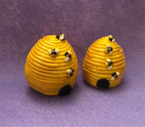 Handmade Polymer Clay Beehive Bee Bumble Bee Model Etsy Clay