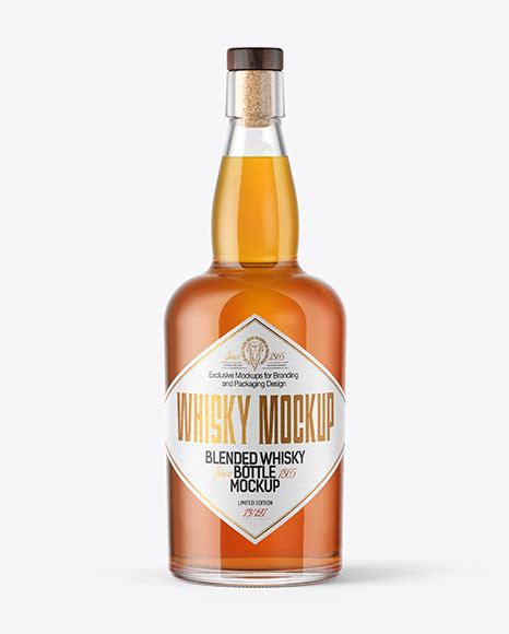 Download Whiskey Bottle with Wooden Cap Mockup in Bottle Mockups on Yellow Images Object Mockups