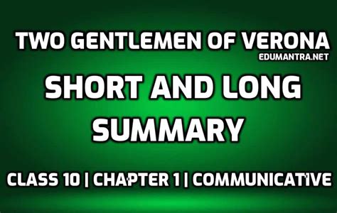Two Gentlemen Of Verona Summary Hindi And English Short And Long