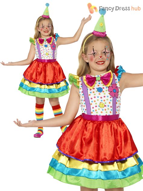 Girls Clown Costume Deluxe Circus Carnival Child Kids Fancy Dress