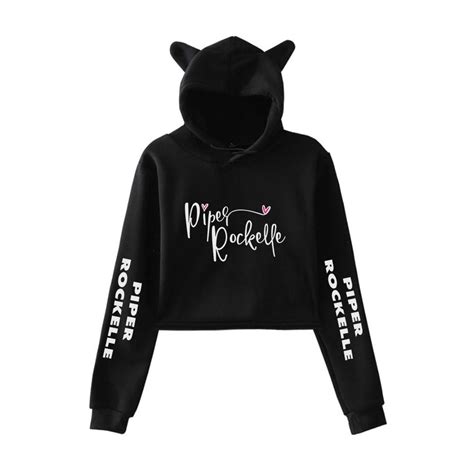 Piper Rockelle Merch Cat Ear Hoodie Sweatshirt Girls Fans Kawaii Crop