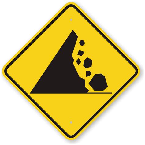 Do Not Climb On Rocks And Rockfall Warning Signs