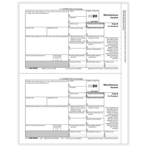 1099-Misc Laser Recipient Copy B | Tax Business Form | Formstax