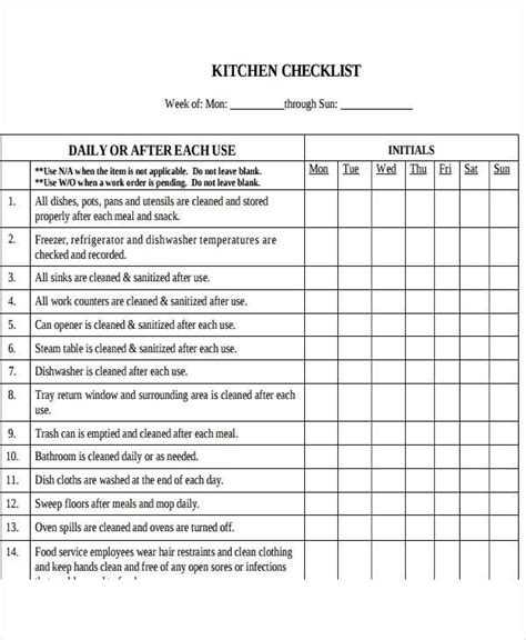Daily kitchen cleaning checklist template. Restaurant Kitchen Cleaning Checklist Pdf 13 restaurant ...