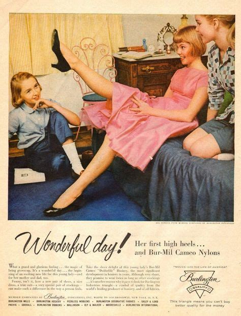 1950s Vintage Hosiery Ad Burlington Cameo Nylons Her First High Heels