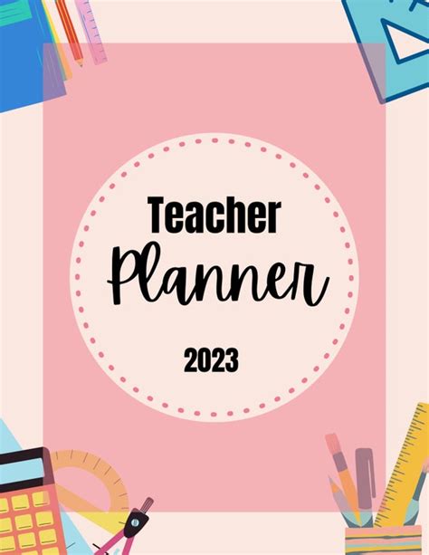 2023 Teachers Planner Cover Page Colorful 1 Page Etsy