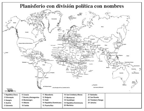 25 Elegante Planisferio Con Division Politica Y Nombres A Color A6B