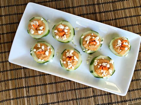 Roasted Red Pepper Hummus Cucumber Bites Chocolate Slopes