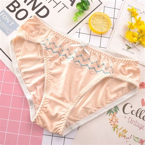 Japanese Low Waist Embroidery Double Colored Lace Super Soft Milk Girl Triangle Lady Underwear