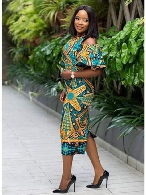 Ankara Cold Shoulder Pencil Gown African Midi Dress African Etsy