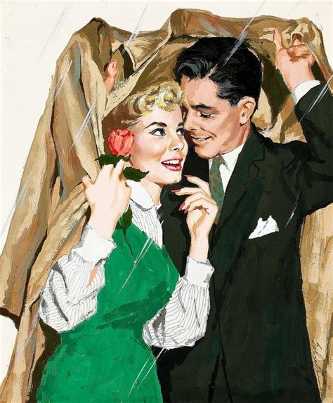 Chivalry Illustration Of 1950s Couple Vintage Couples Romance Art