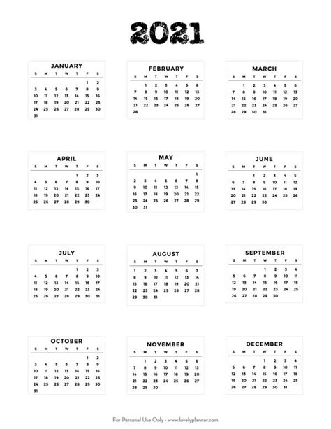 Free, easy to print pdf version of 2021 calendar in various formats. Free Printable 2021 Calendars