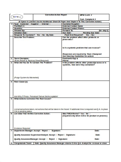 Free 23 Corrective Action Form Examples In Pdf Ms Word Excel