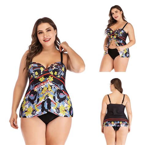 Plus Size Tankini Swimsuits Women Push Up Underwire Vintage Tankinis For Woman 2019 Sexy Two