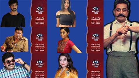 The show airs at 9pm on weekdays and 8:30pm on weekends. Bigg Boss Tamil 2 Full Contestant List Announced | Kamal ...